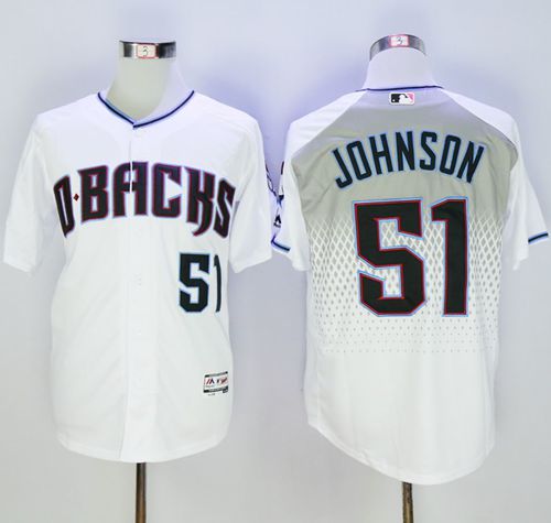 Diamondbacks #51 Randy Johnson White/Capri New Cool Base Stitched MLB Jersey - Click Image to Close